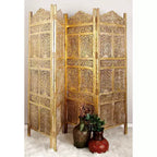 Traditional Intricate Carved Room Divider Screen Gold - Olivia & May