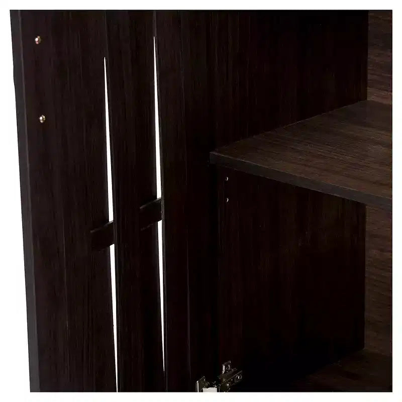 Baxton Studio Excel, buffet moderne et contemporain, meuble de rangement - Brun foncé : Étagères fixes, bois composite, meubles de cuisine