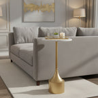 Contemporary Metal and Marble Pedestal Accent Table Gold - Olivia & May