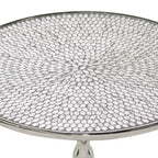 Tavolino con Base in Alluminio Glam Argento - Olivia & May: Rotondo di Lusso, Altezza 50.8 cm, Piano in Metallo, Larghezza 39.6 cm