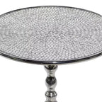 Tavolino con Base in Alluminio Glam Argento - Olivia & May: Rotondo di Lusso, Altezza 50.8 cm, Piano in Metallo, Larghezza 39.6 cm