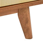 Lifestorey Madia Flory con Ante Scorrevoli Noce: Credenza Soggiorno Stile Mid-Century Moderno, Ripiani Regolabili