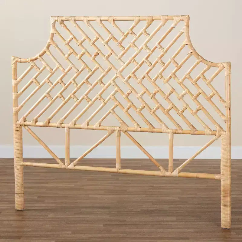 Testiera Queen Jayliah Rattan Naturale/Marrone: Stile Bohémien, Autoportante, Nessun Montaggio Richiesto