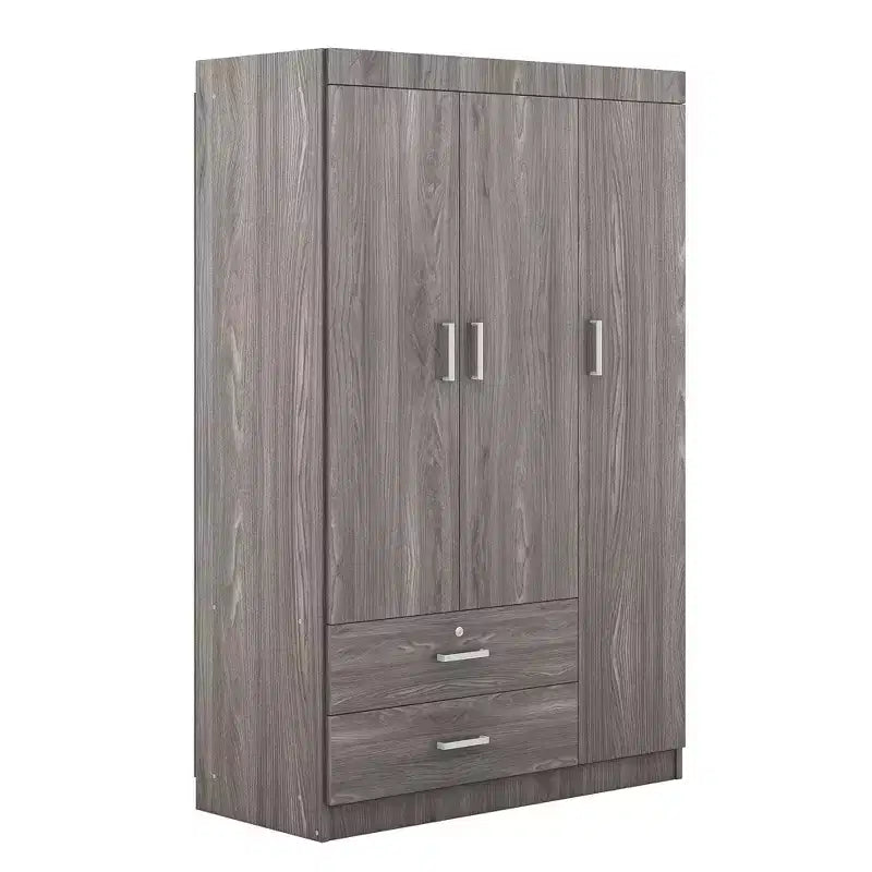 Guardaroba/Armadio a 3 ante Whisen Wood con asta appendiabiti, 2 cassetti e ripiani portaoggetti