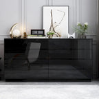 Comò lucido 63" con luce, con 8 cassetti e ampio piano d'appoggio