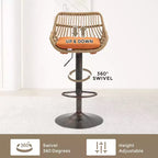 TUYOHW 25-33H Sgabelli da bar girevoli con altezza regolabile, sgabelli da bar in vimini con cuscino per cucina e home bar, capacità 113 kg