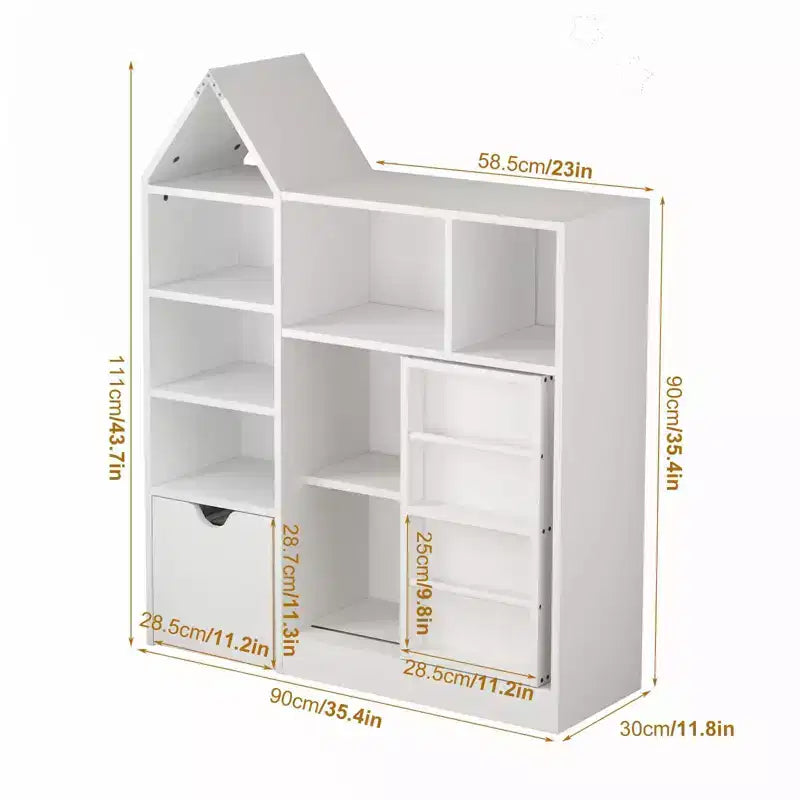 Organizer per bambini, Organizzatore per giocattoli e libri con 8 scomparti e cassetti estraibili - Ideale per sale giochi e camerette