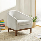 Poltrona a botte Augus Modern Boucle con gambe in legno massello di HULALA HOME