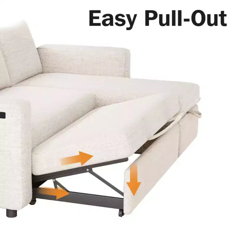 Canapé convertible 2 en 1 Dyonery avec méridienne de rangement, sectionnel en chenille avec ports USB pour salon