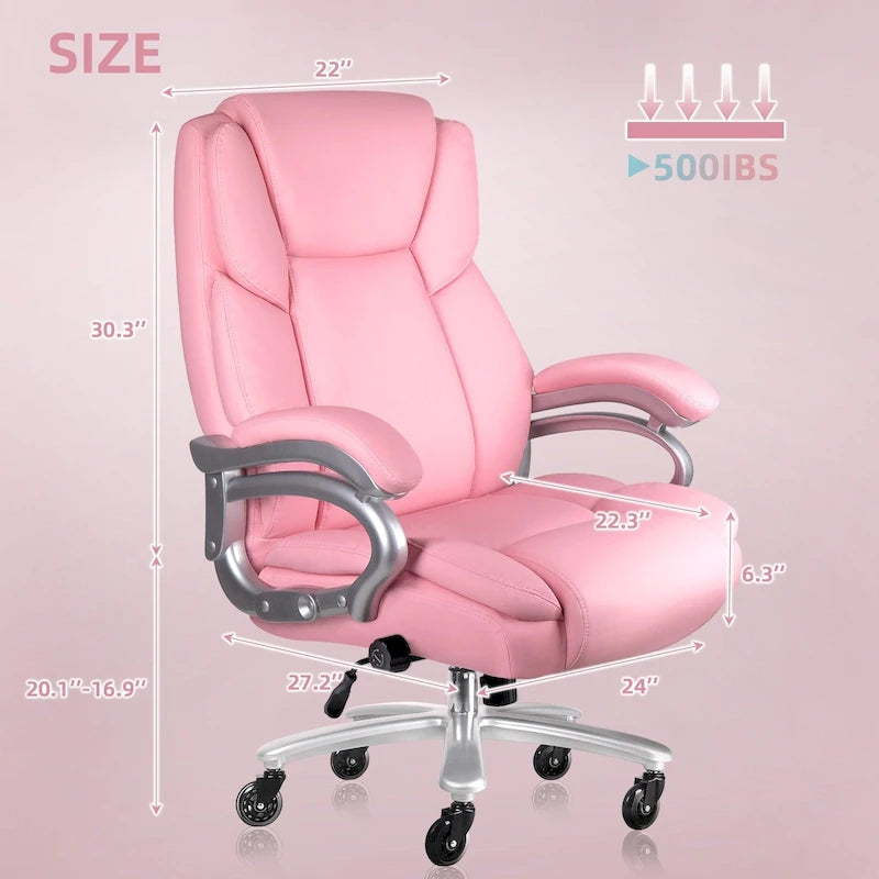 Sedia da Ufficio Direzionale Bossin Extra Large, 500 libbre, Ergonomica con Supporto Lombare Regolabile, Schienale Alto in Pelle PU, per Computer