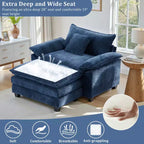 Fauteuil d'appoint surdimensionné en chenille EHMKNP avec pouf