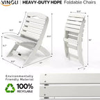 Poltrone Adirondack Portatili VINGLI, Sedia Adirondack Pieghevole in Plastica per Tutte le Stagioni, Portata 158 kg, Bianca