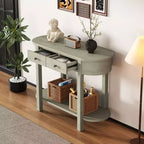 Table console élégante Okak avec finition lisse, table d'entrée avec design incurvé et 2 tiroirs, table d'appoint pour salon, couloir