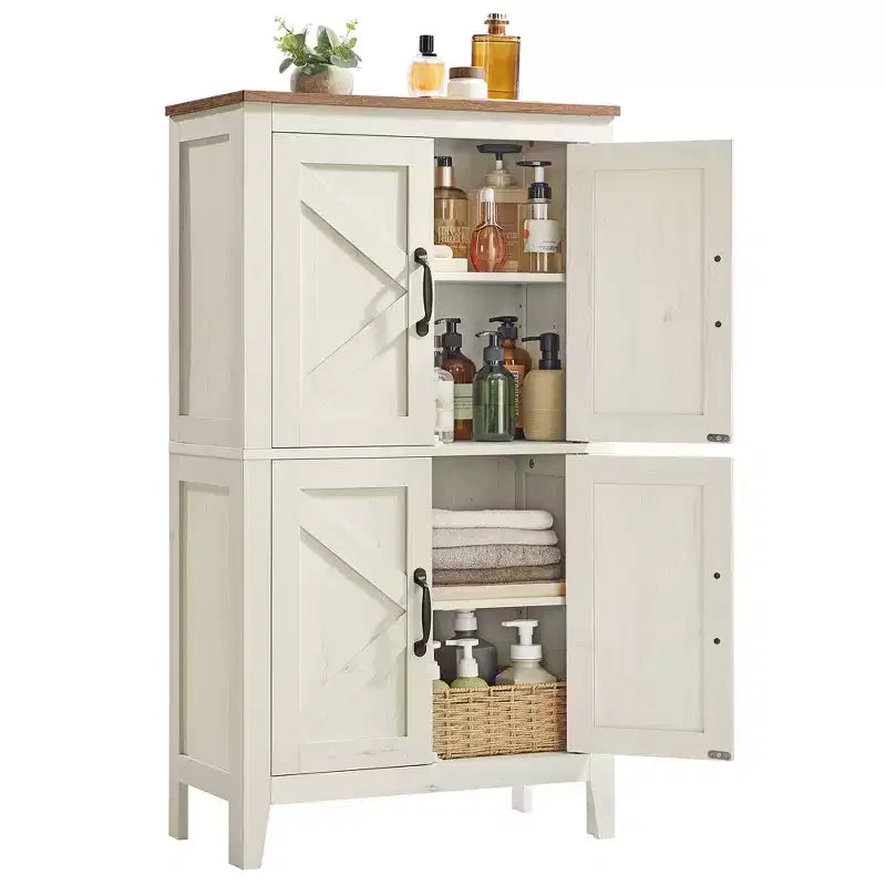 Collection VASAGLE LIRY - Meuble de rangement de style rustique, Meuble bas de salle de bain avec portes coulissantes, Meuble de cuisine sur pied, Étagères réglables