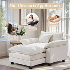 Fauteuil d'appoint surdimensionné en chenille EHMKNP avec pouf