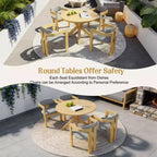 ModernLuxe Set da pranzo rotondo da esterno a 5 pezzi in legno di acacia, tavolo da 47" con 4 sedie a barilotto imbottite per giardino/patio/cortile