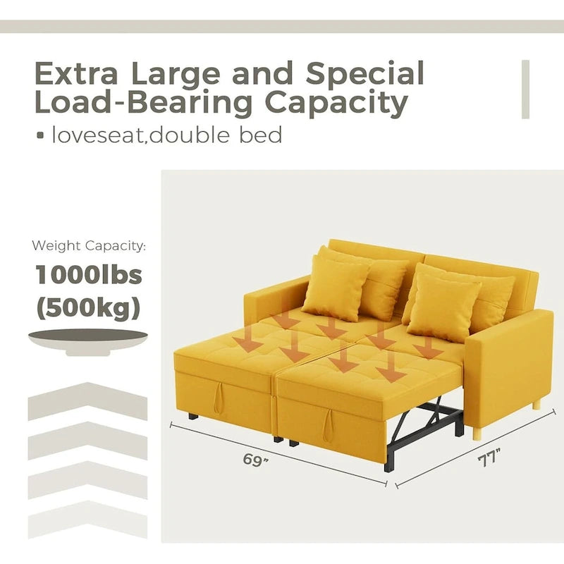 AECOJOY Divano Letto 3 in 1, Letto Singolo Convertibile