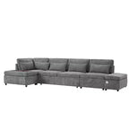 Canapé-lit modulaire sectionnel Whisen 270 - 6 places en forme de L avec pouf de rangement, canapé en chenille, personnalisable pour salon et appartement