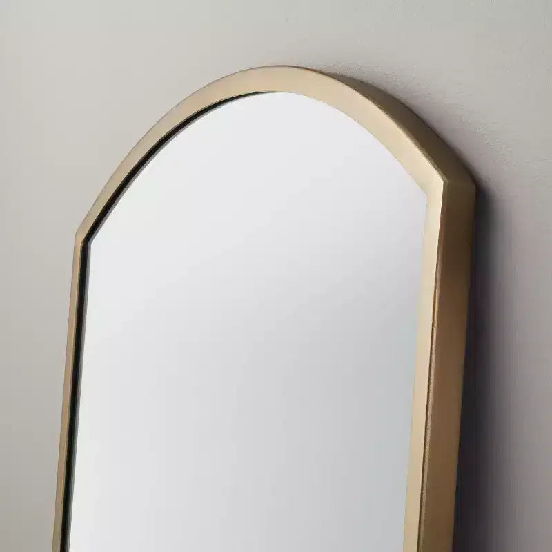 Specchio da terra in metallo rettangolare 19x64 ad arco, ottone