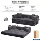 80,7 Divano letto trasformabile 5 in 1 – Velluto a coste, 544 kg, Nessun assemblaggio