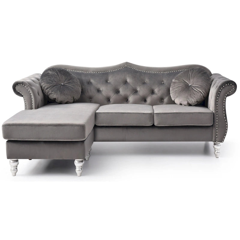 Divano Hollywood Velvet con Chaise Longue Reversibile