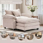 Fauteuil d'appoint surdimensionné en chenille EHMKNP avec pouf