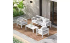 Set di mobili da giardino Heynemo in alluminio, set da salotto moderno da 4 pezzi con divano componibile e cuscini e tavolino da caffè per balcone