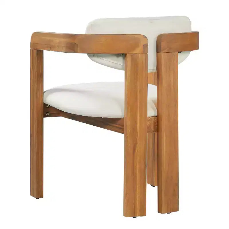 ModernLuxe Set da pranzo rotondo da esterno a 5 pezzi in legno di acacia, tavolo da 47" con 4 sedie a barilotto imbottite per giardino/patio/cortile