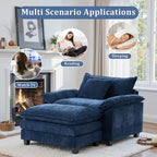 Fauteuil d'appoint surdimensionné en chenille EHMKNP avec pouf