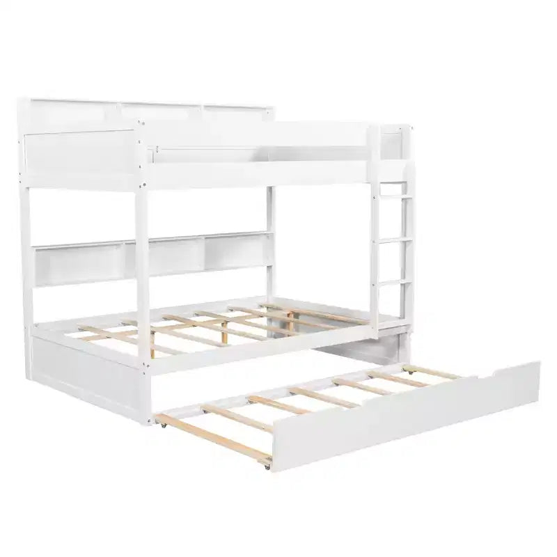 Luxystar Letto a castello moderno completo su completo con ripiani e letto estraibile