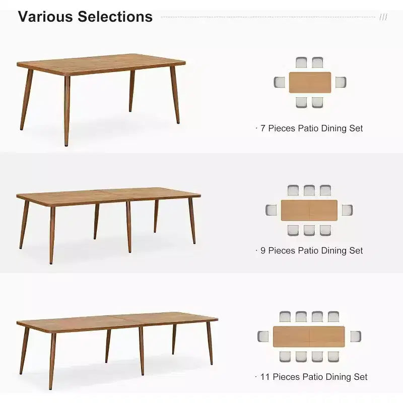 Ensemble de salle à manger d'extérieur PURPLE LEAF en osier tout temps avec table, cadre entièrement en aluminium pour pelouse, jardin, terrasse avec coussins
