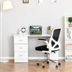 HOMCOM 47" Scrivania per Computer da Ufficio Moderna con Libreria, Tavolo da Scrittura Workstation con 3 Cassetti e Ripiano - Bianco