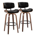 Ensemble de 2 tabourets de bar Lombardi Noyer/Noir - LumiSource : Hauteur fixe, Touffeté, Assise de 30,5, Milieu de siècle