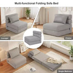 Fauteuil Convertible avec Oreiller, Futon Pliant avec Mousse à Mémoire de Forme et Housse en Lin Amovible pour Salon ou Chambre d'amis