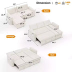 Canapé convertible 2 en 1 Dyonery avec méridienne de rangement, sectionnel en chenille avec ports USB pour salon