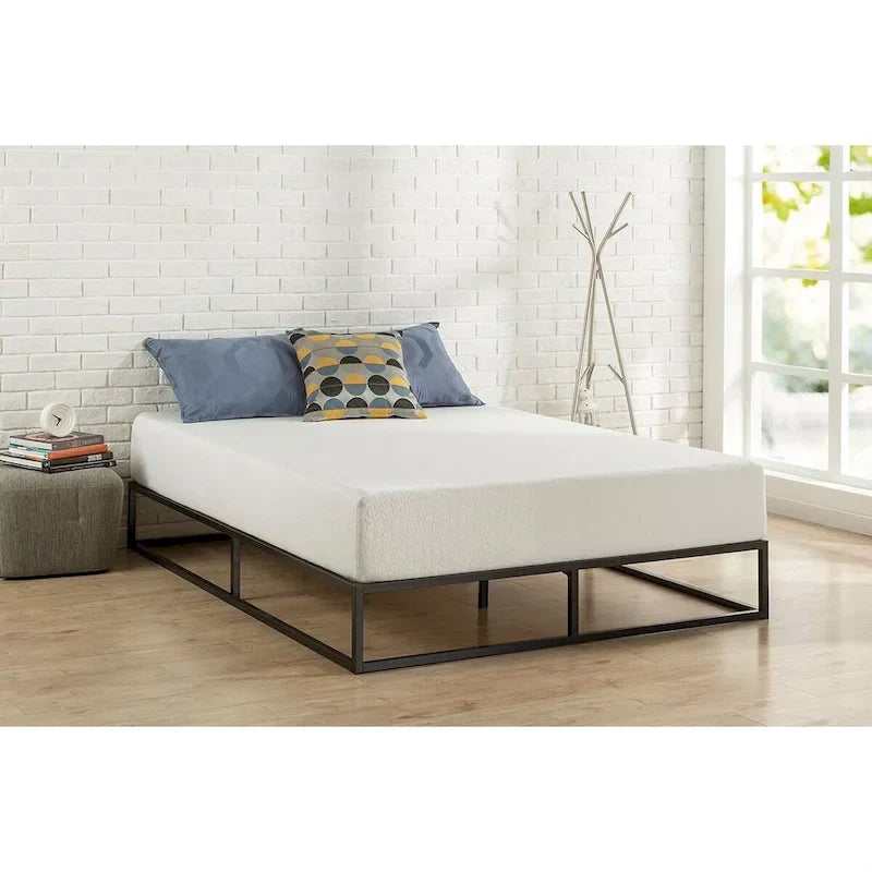 Struttura letto king size moderna in metallo con piattaforma bassa da 25 cm e doghe in legno