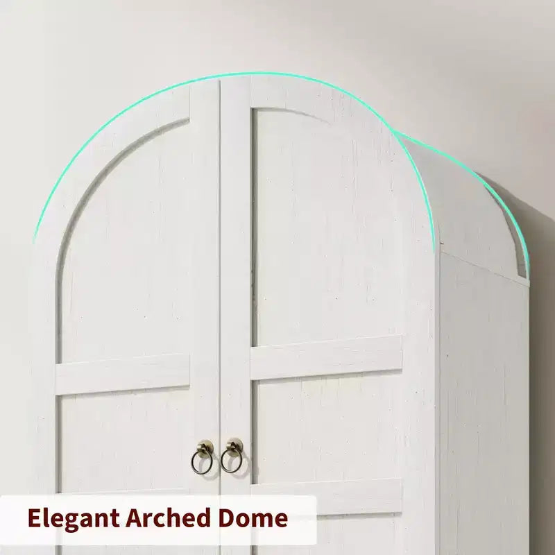 Garde-manger de cuisine, Garde-manger de cuisine haut de 72 po à arche, Armoire en bois polyvalente de style campagnard avec tiroirs, Armoire de style ferme moderne