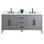 Mobile lavabo doppio Vanity Art 72 per bagno con piano in marmo composito