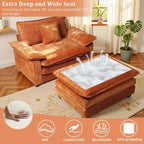 Fauteuil d'appoint surdimensionné en chenille EHMKNP avec pouf