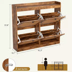 Scarpiera con 4 cassetti a ribalta, scarpiera in legno con ante in rattan e ripiani regolabili - Organizer per scarpe indipendente