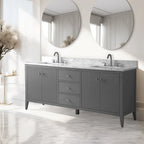 Mobile lavabo doppio Vanity Art 72 per bagno con piano in marmo composito