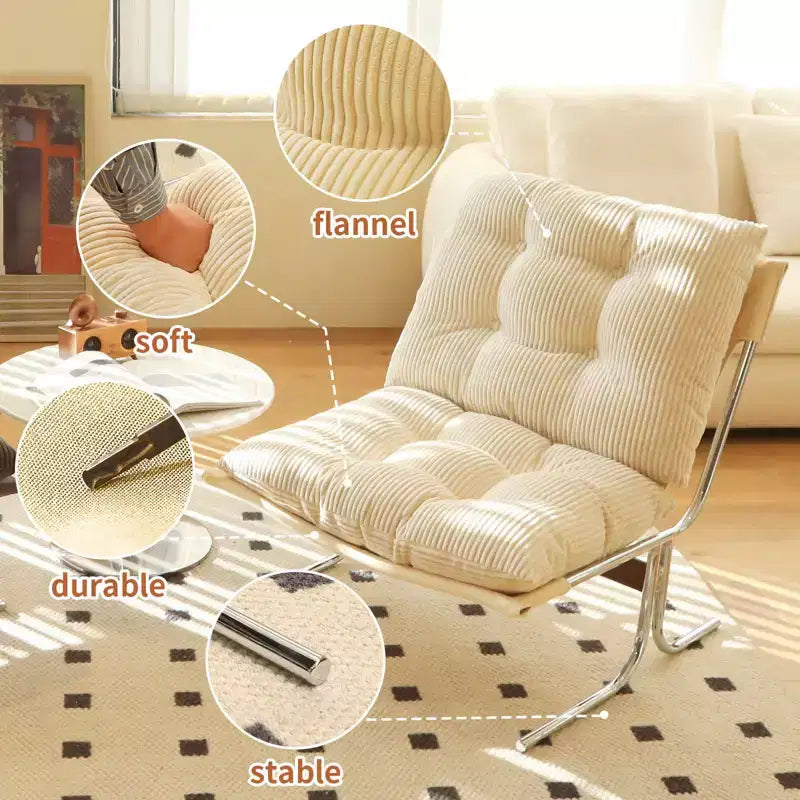 Fauteuil d'appoint moderne surdimensionné pour salon et bureau - Piètement en métal chromé