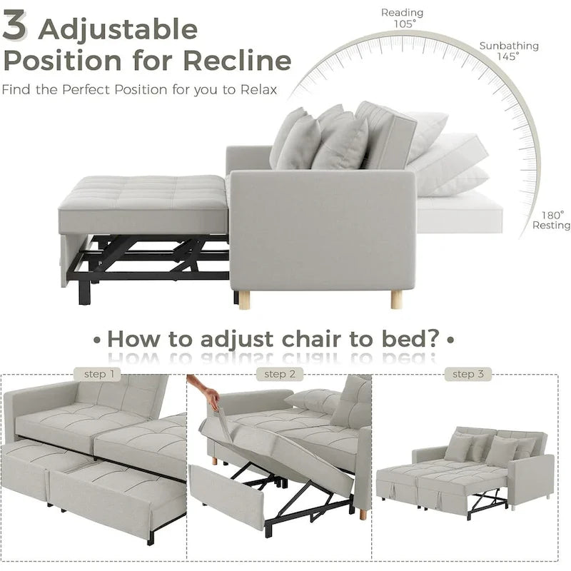 AECOJOY Divano Letto 3 in 1, Letto Singolo Convertibile