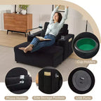 Divano letto Chaise Lounge con pouf contenitore mobile, seduta profonda