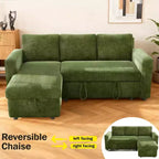 Canapé convertible 2 en 1 Dyonery avec méridienne de rangement, sectionnel en chenille avec ports USB pour salon