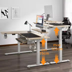 Bureau assis-debout en forme de L EUREKA ERGONOMIC 60x23 avec accessoires