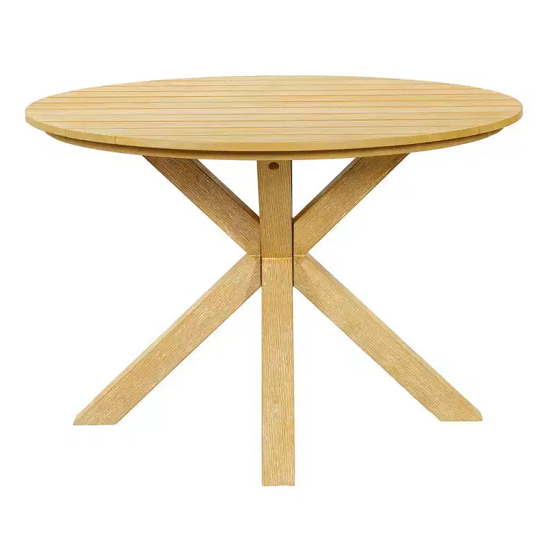 ModernLuxe Set da pranzo rotondo da esterno a 5 pezzi in legno di acacia, tavolo da 47" con 4 sedie a barilotto imbottite per giardino/patio/cortile