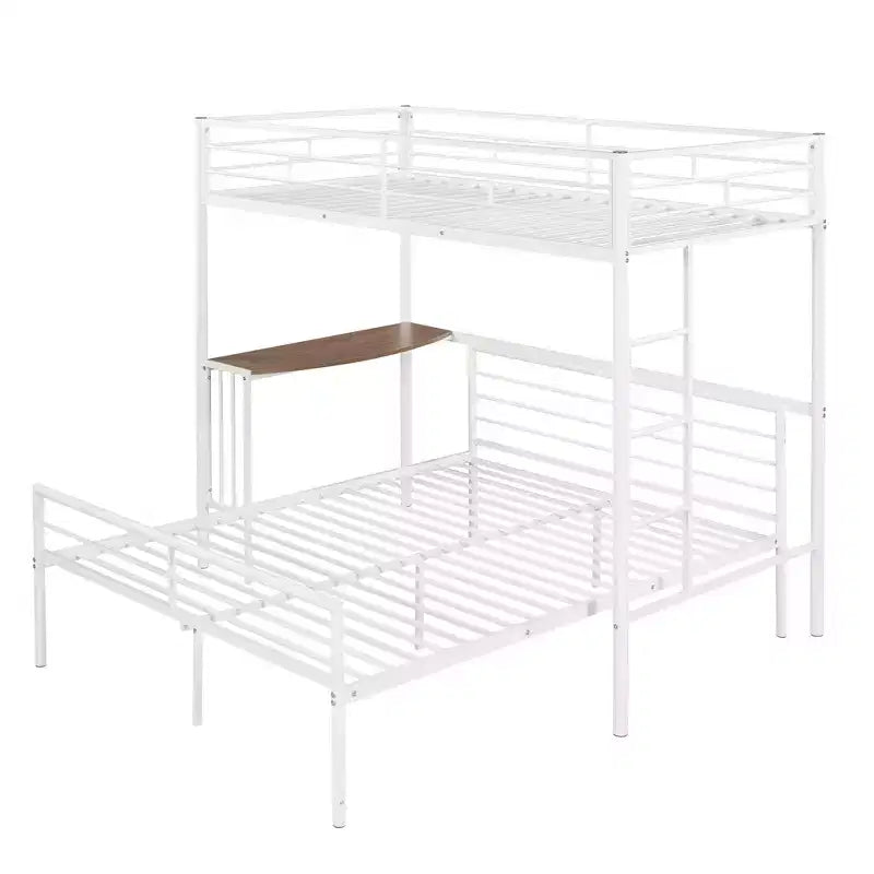 Lit superposé en métal une place sur deux places avec bureau, lit mezzanine une place avec lit inférieur double séparé pour enfants