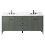 Mobile lavabo doppio Vanity Art 72 per bagno con piano in marmo composito