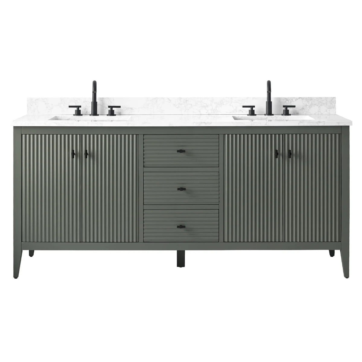 Mobile lavabo doppio Vanity Art 72 per bagno con piano in marmo composito